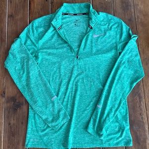 Nike Running Heathered Green Dri Fit Half Zip with Thumbholes